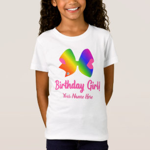 Camisa Chica de cumpleaños con arco iris personal