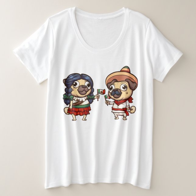 Camisa Cinco De Mayo Pugs Plus-Size (Anverso del diseño)