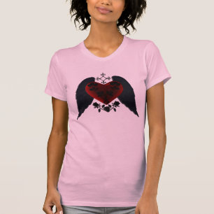Camisa coa alas negro del corazón del gótico