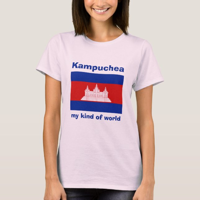 Camisa con bandera de Camboya + mapa + texto (Anverso)