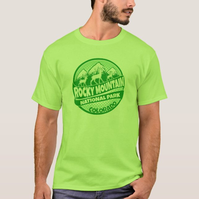 Camisa con logo verde de Rocky Mountain Park Color (Anverso)