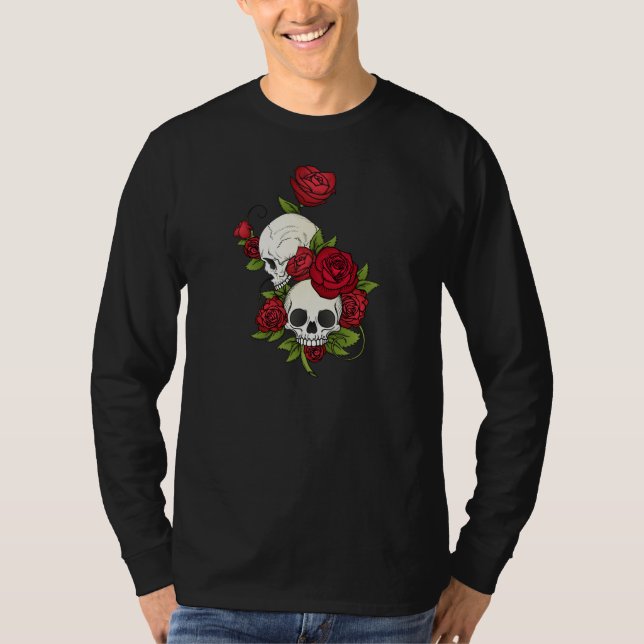 Camisa con mangas floral de Skulls Dia de los (Anverso)