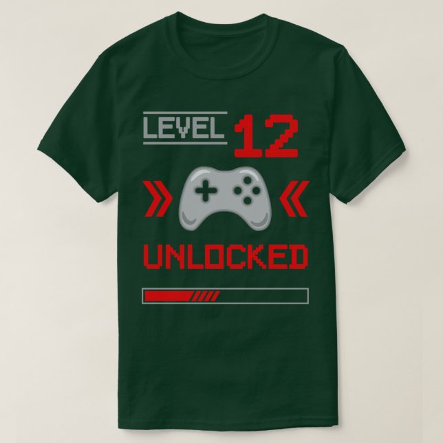 Camisa de 12 cumpleaños desbloqueada de nivel 12 (Diseño del anverso)