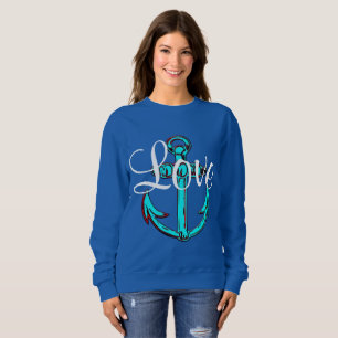 Camisa de amor Anchor aqua Decoración blanca