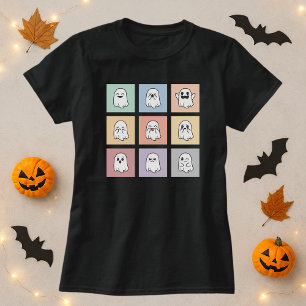 Camisa de ánimo fantasma de Halloween; cuadrícula