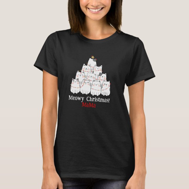 Camisa de árbol de gatos de Navidades Meowy - muje (Anverso)