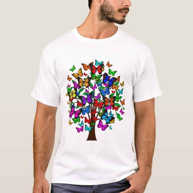 Camisa de árbol de mariposa, mariposas coloridas,  (Anverso)