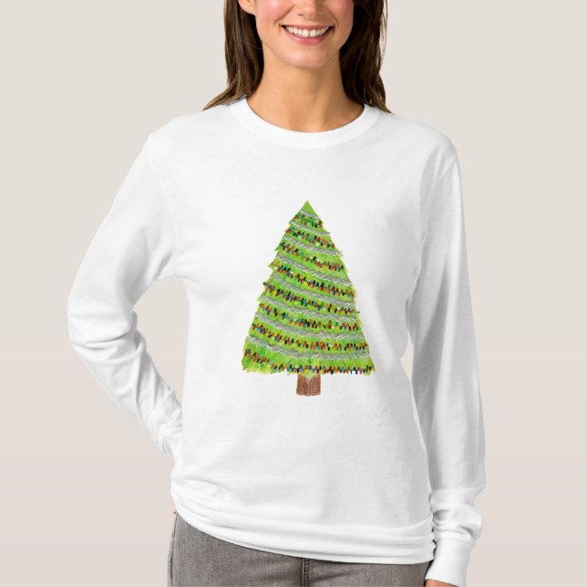 Camisa de árbol de navidad acuarela (Anverso)