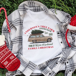Camisa de árbol de navidad retro de familia coinci