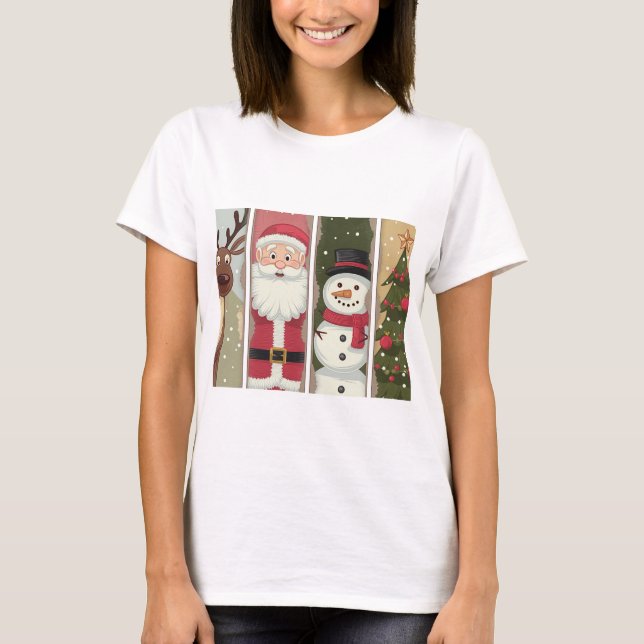 Camisa de árbol navideño de Santa Snowman (Anverso)