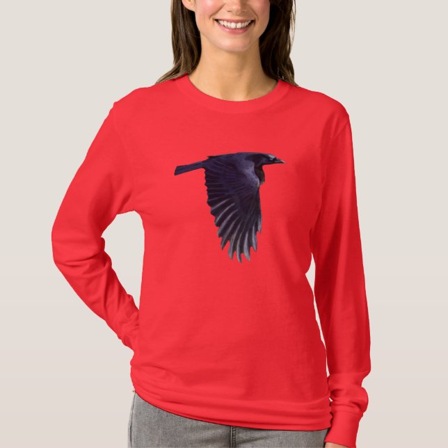 Camisa de arte de vida silvestre Flying Raven (Anverso)