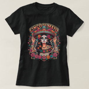 Camisa de azúcar de cráneo de Cinco de Mayo para m