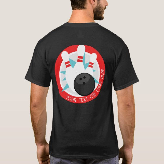 Camisa de bolos de evento negro personalizada (Reverso)