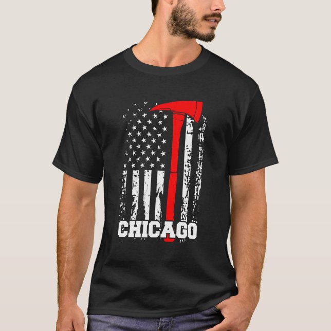 Camisa de bomberos de Chicago Fireman Bandera Esta (Anverso)