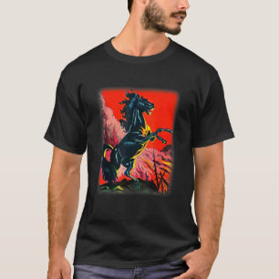 Camisa de caballo negro, camiseta de semental colo