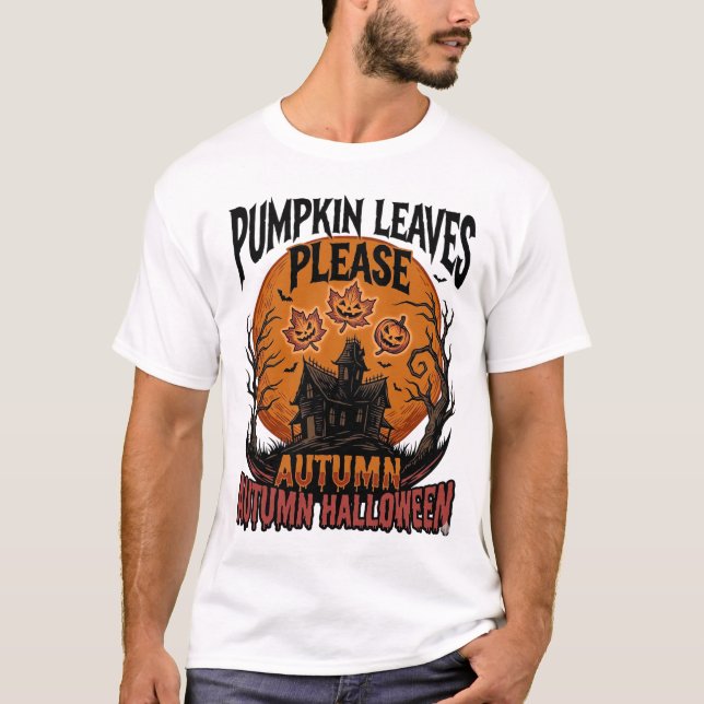 Camisa de calabaza de otoño con hojas de otoño esp (Anverso)