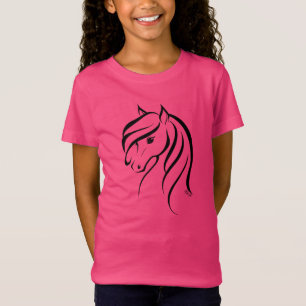 Camisa de Chica de caballos dibujada a mano con es