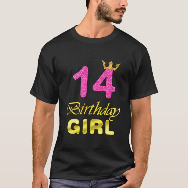 Camisa De Chica De Cumpleaños De 14 Años 14º Pin D (Anverso)