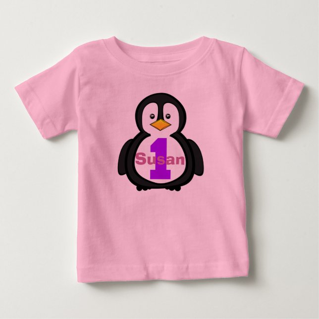 Camisa de Chica del primer cumpleaños de Pingüino (Anverso)