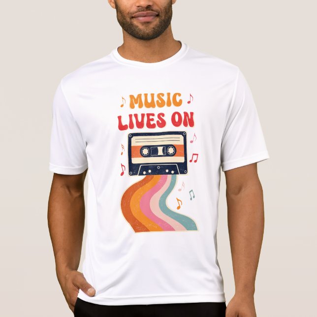 Camisa De Cinta Retro Cassette - La Música Vive En (Anverso)