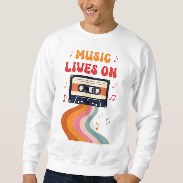Camisa De Cinta Retro Cassette - La Música Vive En (Anverso)