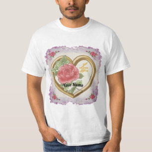 Camisa de corazón de bisel Rosa desgastada