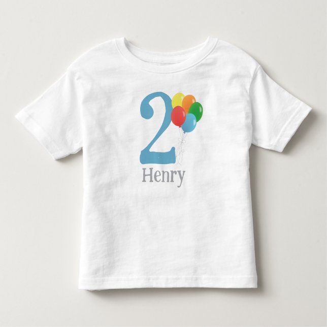Camisa de cumpleaños con globo con edad para niños (Anverso)