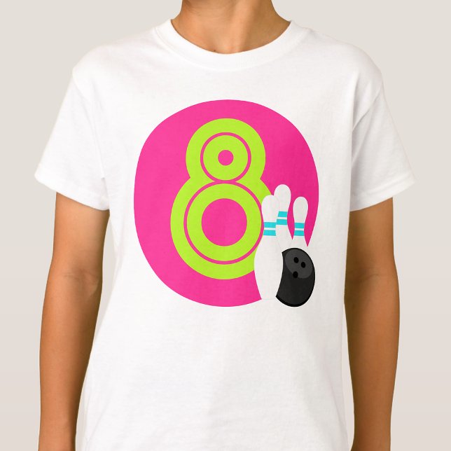 Camisa de cumpleaños de la bolera del neón blanco  (Subido por el creador)