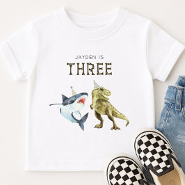 Camisa de cumpleaños de tiburón y dino, Fiesta de 