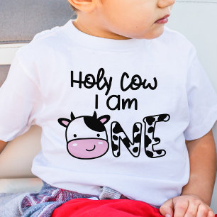 Camisa de Cumpleaños Holy Cow I Am One Niño 1 año
