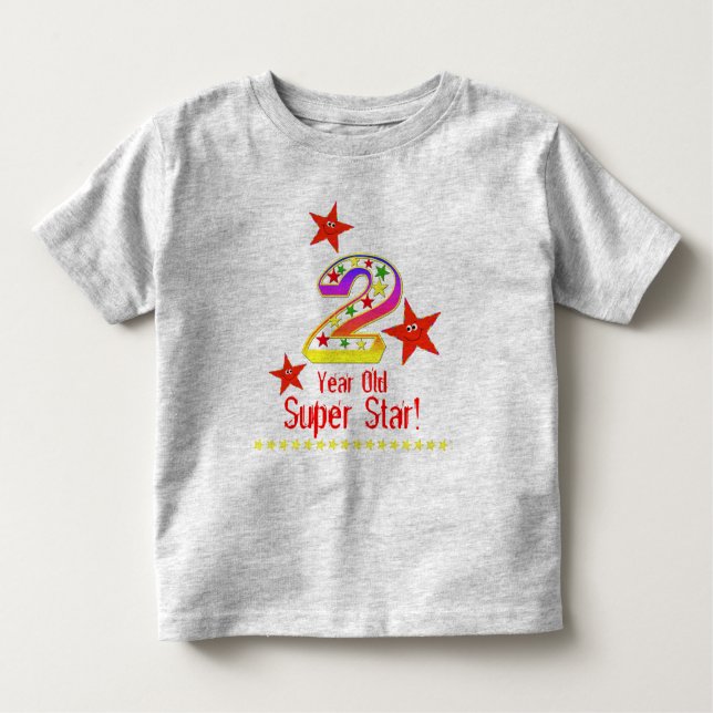 Camisa de cumpleaños número 2 para niños Super Sta (Anverso)