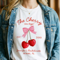 Camisa de Despedida de Soltera Rosa Roja Cereza En