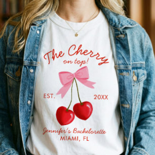 Camisa de Despedida de Soltera Rosa Roja Cereza En