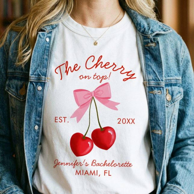 Camisa de Despedida de Soltera Rosa Roja Cereza En (Subido por el creador)