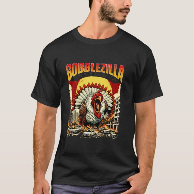 Camisa De Día De Acción De Gracias De Gobblezilla  (Anverso)