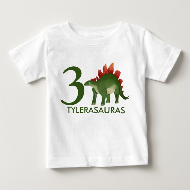 Camisa de dinosaurio personalizada de cumpleaños,  (Anverso)