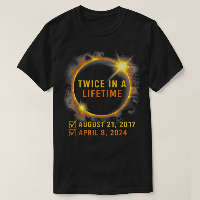 Camisa de eclipse solar dos veces en la vida 2024  (Diseño del anverso)