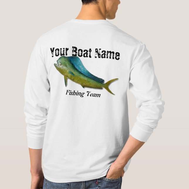 Camisa de encargo de la pesca del nombre del barco (Reverso)