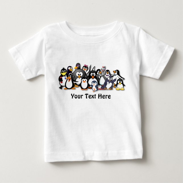 Camisa de encargo del bebé del pingüino (Anverso)