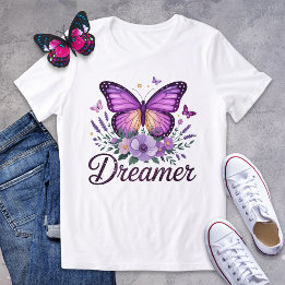 Camisa de ensueño de mariposa morada con diseño fl