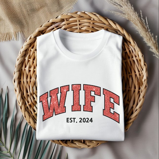 Camisa de esposa personalizado, aniversario y rega (wifey shirt, custom wifey shirt, personalized wife shirt, glitter wife shirt, wedding gift shirt,)