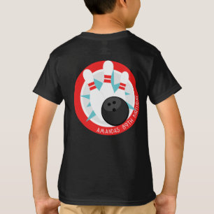 Camisa de evento de boliche negro + nombre en bols