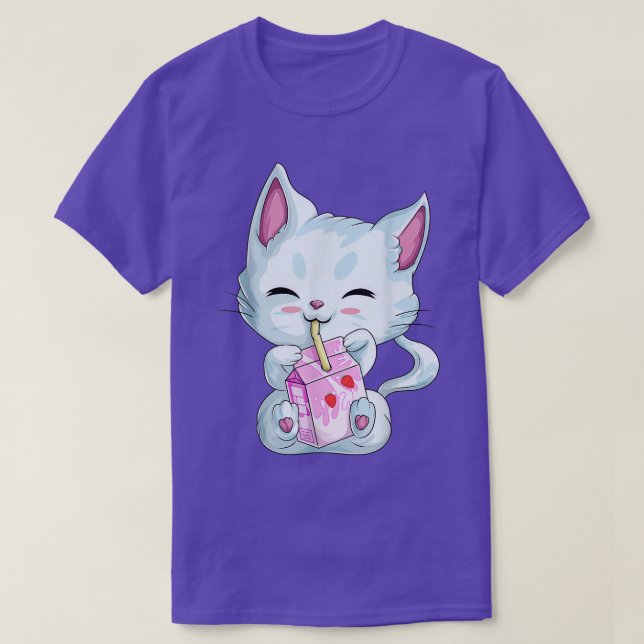 Camisa De Fresa De Gato De Anime Para Mujeres Chic (Diseño del anverso)