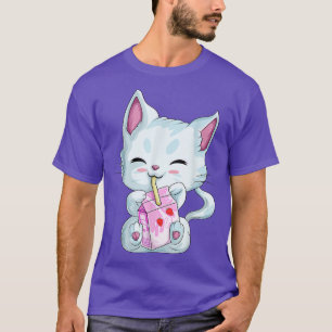 Camisa De Fresa De Gato De Anime Para Mujeres Chic