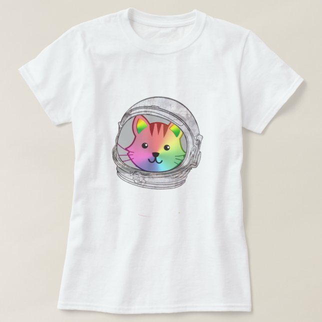 Camisa de gato Astro Rainbow - Tee de espacio noct (Diseño del anverso)