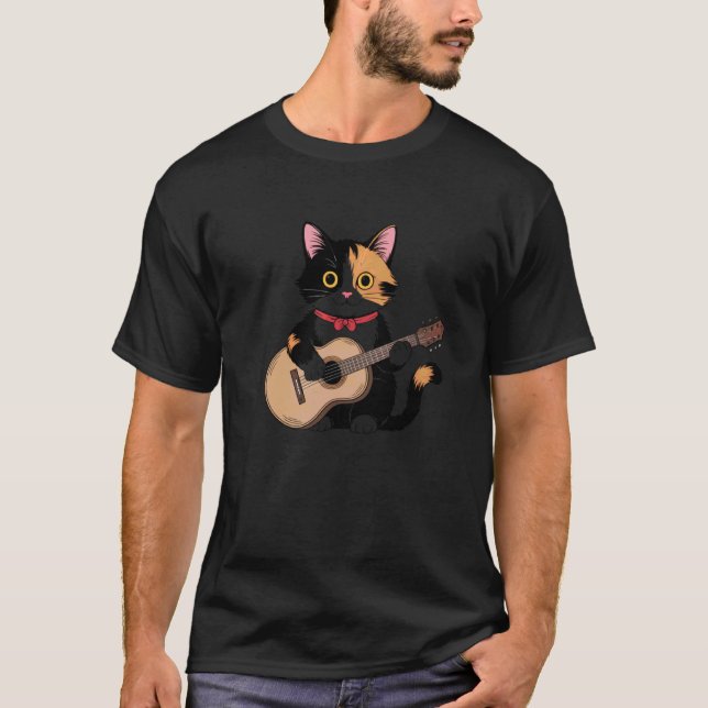 Camisa de gato calico dibujado a mano tocando la g (Anverso)