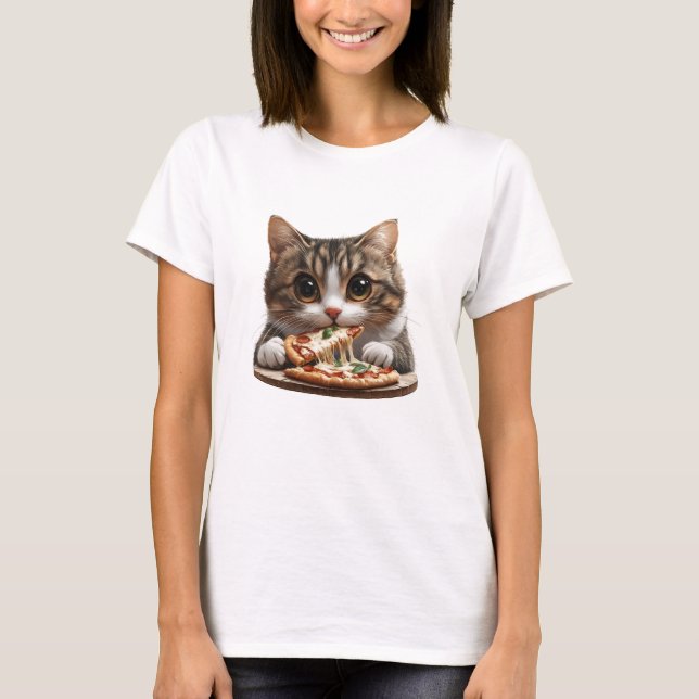 Camisa de gato de pizza, camiseta de gato de comid (Anverso)