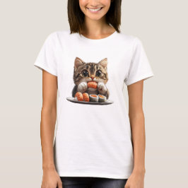 Camisa de gato de sushi, camiseta de gato de comid