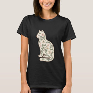 Camisa de gato floral -Pastel Kitty Silhoutte botá