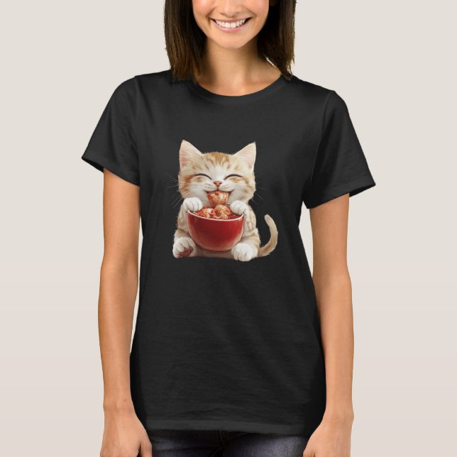 Camisa de gato Kimchi, camiseta de gato de comida (Anverso)
